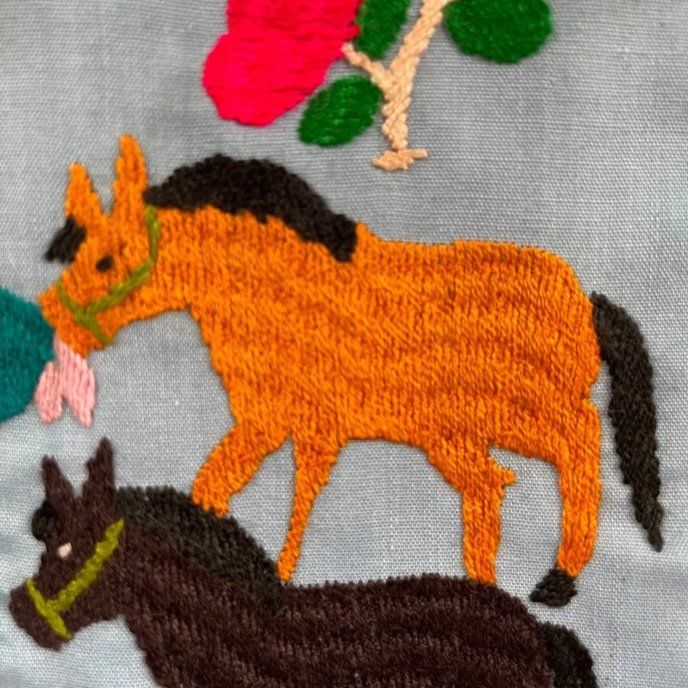 VTG‎ Hmong Story Cloth Embroidered Textile Wall Hanging Religious Nativity Folk
